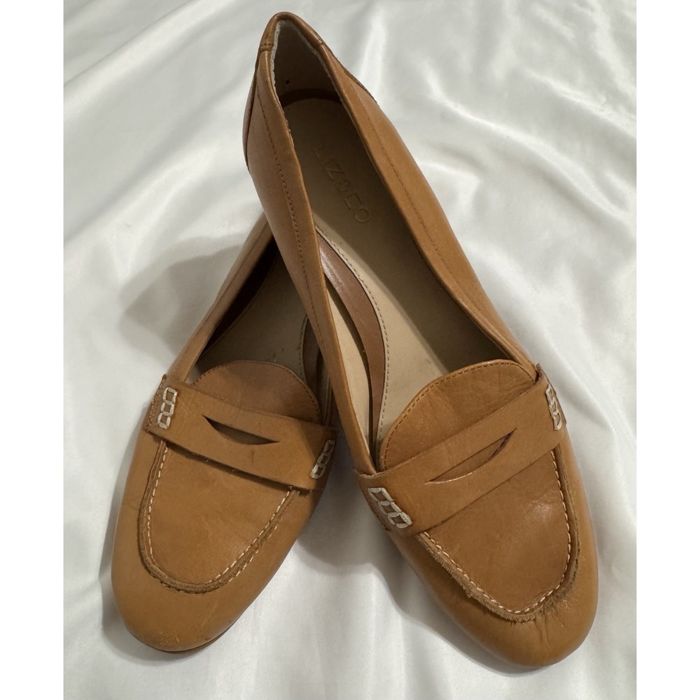 Liz‎ & Co Women's Penny Loafers Leather Shoes Flats 9.5M Preppy Cognac-Tan